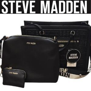 Steve Madden BLivia Logo Embossed Tote Bag- Black